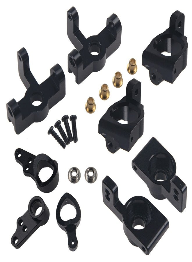 Share Goo ShareGoo RC Steering Knuckle Kit Hub Carrier C Hub Carriers Rear Axle Carrier Compatible with WLtoys 144001 1/14 RC Car Buggy Upgrade Parts,Black - Image 2